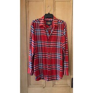 Ralph Lauren Chaps Mens Vintage 90s Boy Scout Label Plaid Shirt Large Red AN EXC